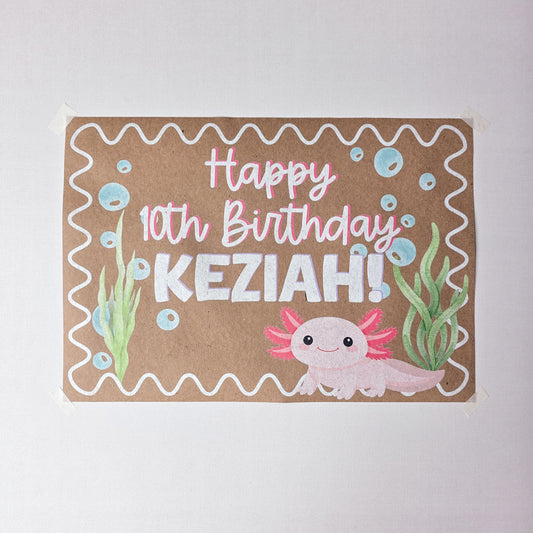 Custom Paper Banner | Axolotl Birthday