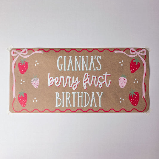 Custom Paper Banner | Berry First Birthday