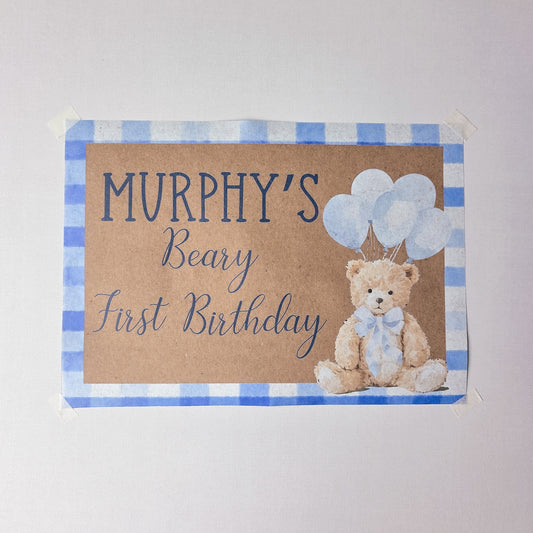 Custom Paper Banner | Beary First Birthday