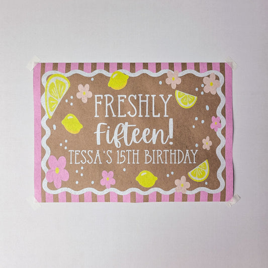 Custom Paper Banner | Freshly Fifteen Lemon Floral