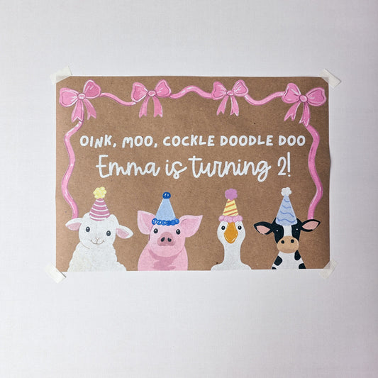 Custom Paper Banner | Oink Moo Cockle Doodle Doo