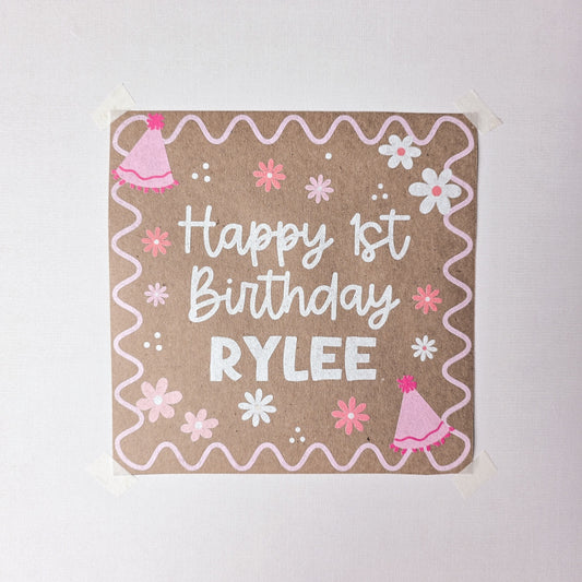 Custom Paper Banner | Pink Party Floral